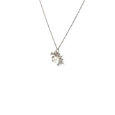 14k White Gold .25ct G VS2 Round Diamond and Tahitian Pearl 5mm Snowflake Necklace